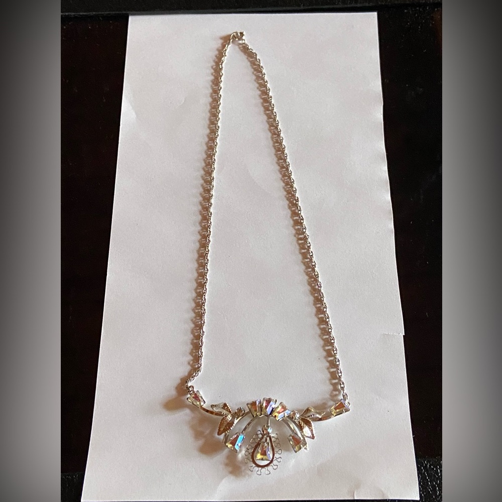 Vintage sterling silver and crystal/rhinestone necklace.